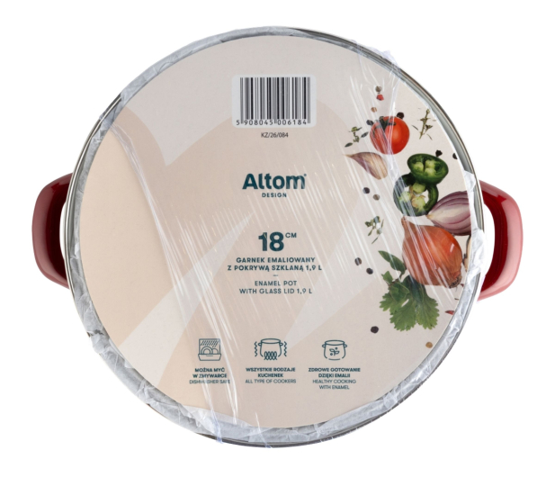 Altom Garnek emaliowany 18 cm 1,9 l pokrywka merlot indukcja - 1611125 - zdjęcie 4